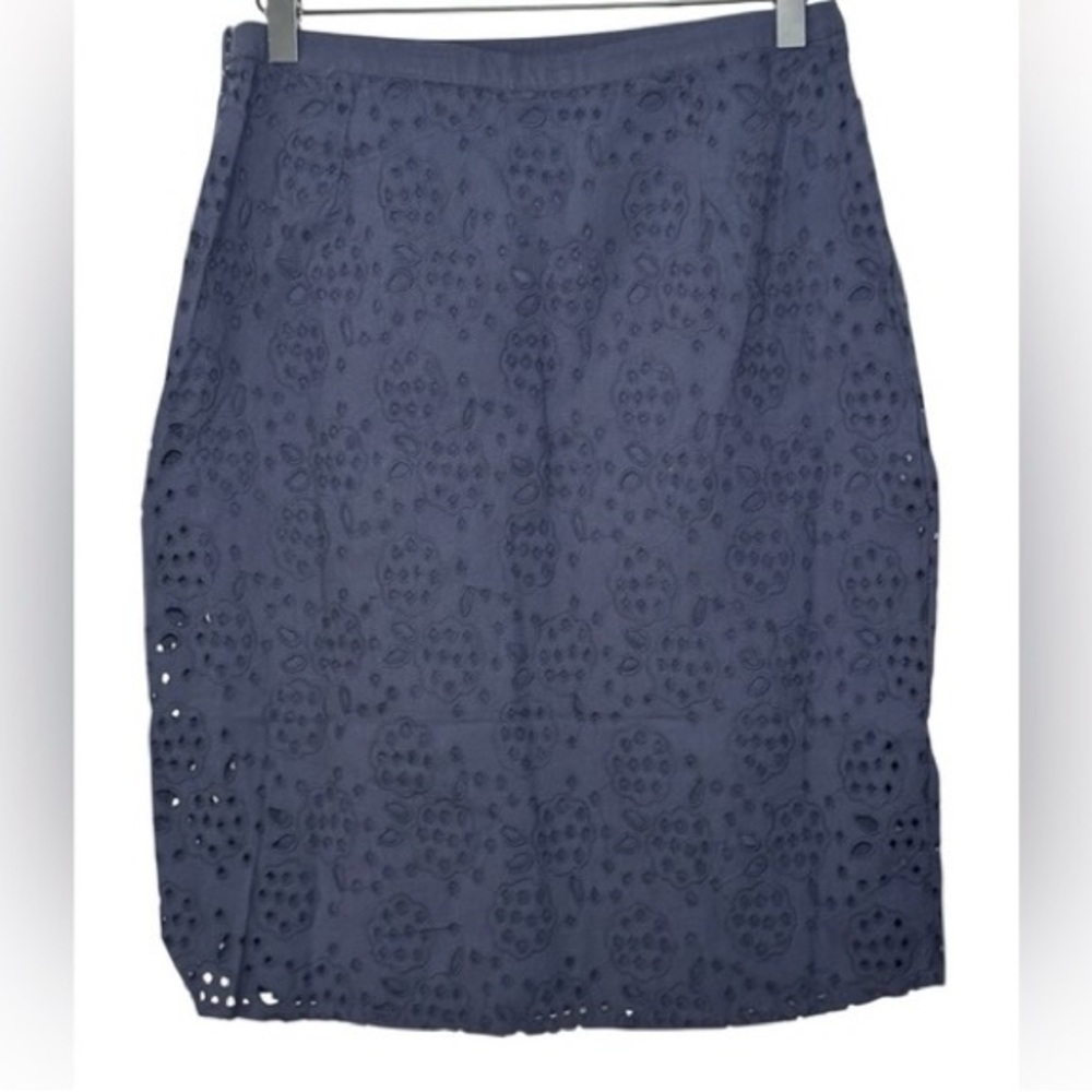 Boden Broderie Eyelet Pencil Skirt Navy Blue, 4R, NWT!